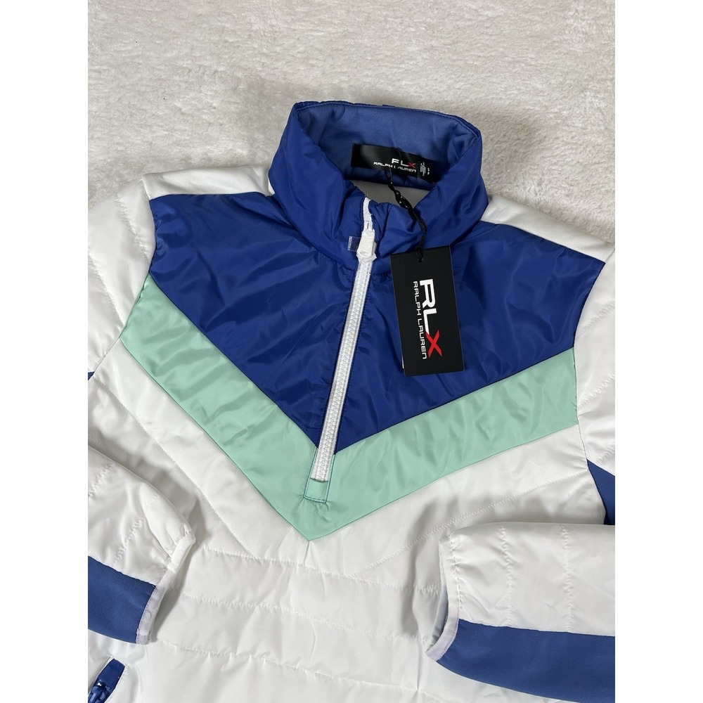 RLX Golf Ralph Lauren White Blue Half‎ Zip Quilted Hybrid Jacket Women's S NWT